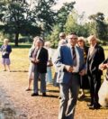 Group of Jewish Holocaust survivors and their children gathered at Edgewood Park in New Haven during Rosh Hashanah